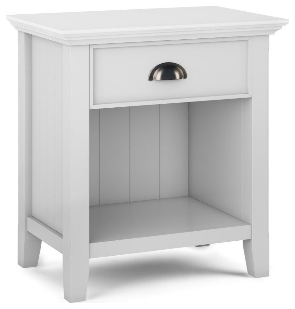 Acadian Solid Wood Bedside Table, White