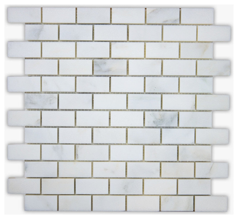 Calacatta Honed 1x2 Brick Marble Mosaic