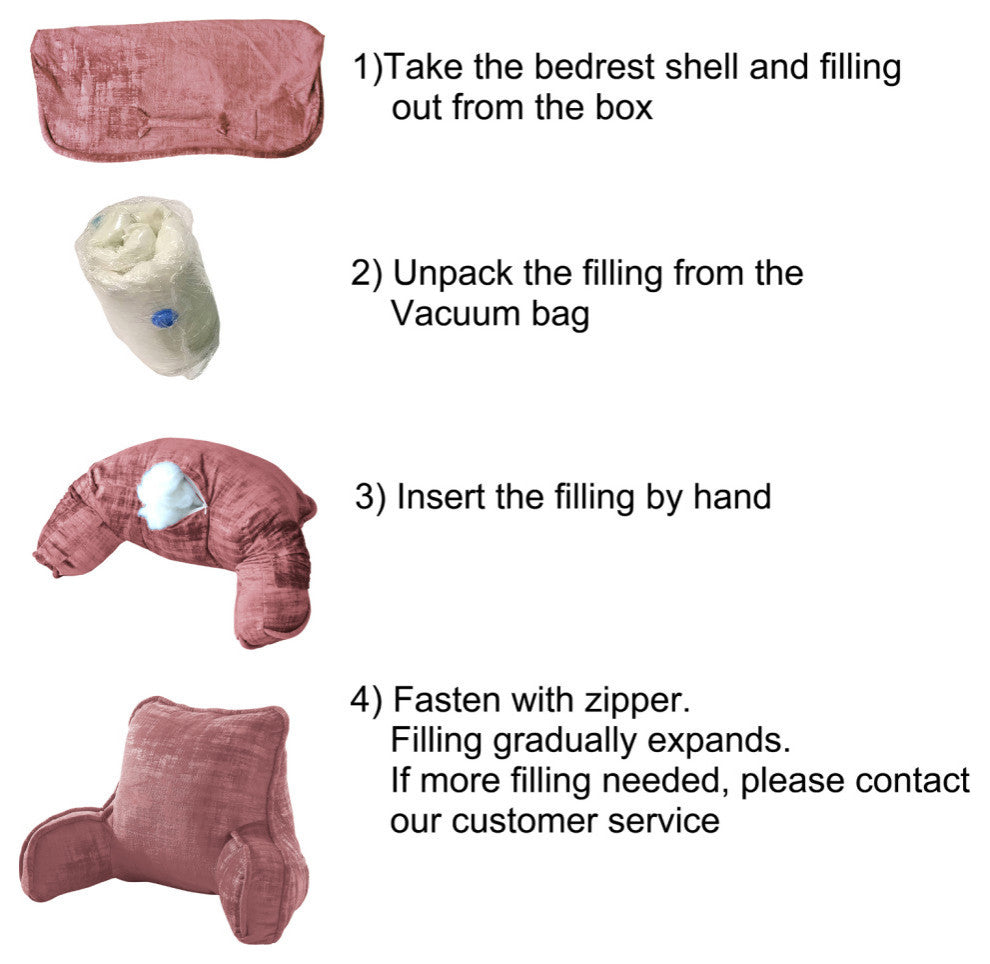 Textured Velvet DIY Bed Rest Cover and Inserts, Withered Rose, 20"x18"x17"