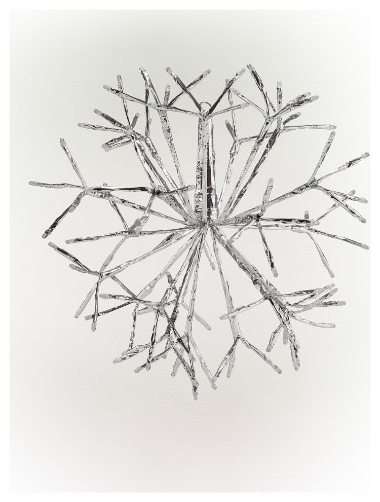 16"H Indoor Holiday 3D Snowflake Hanging Ornament with LED Lights, White