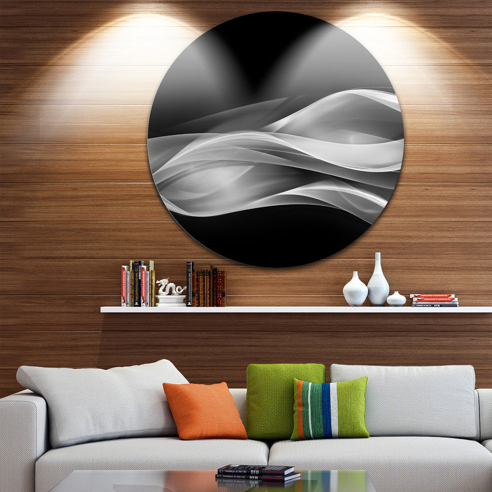 Glittering Silver Pattern, Abstract Digital Art Round Wall Art, 11"