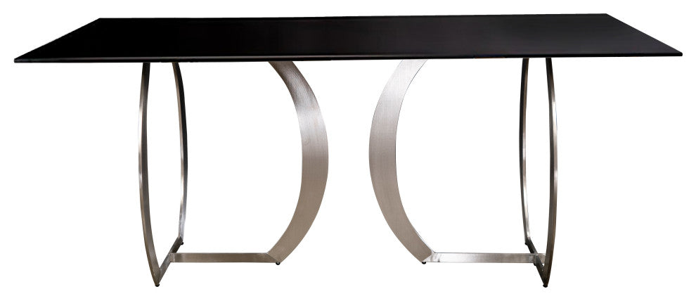 Monique Glass Top Chrome Dining Table for 6