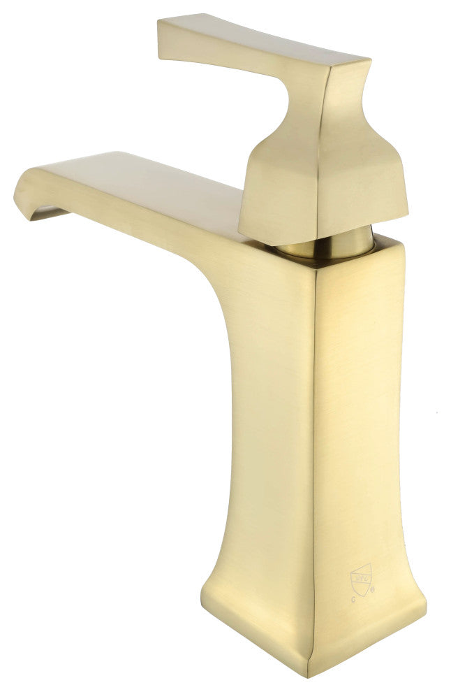 Fine Fixtures Arched Square Single Hole Bathroom Faucet, Pvd Satin Brass