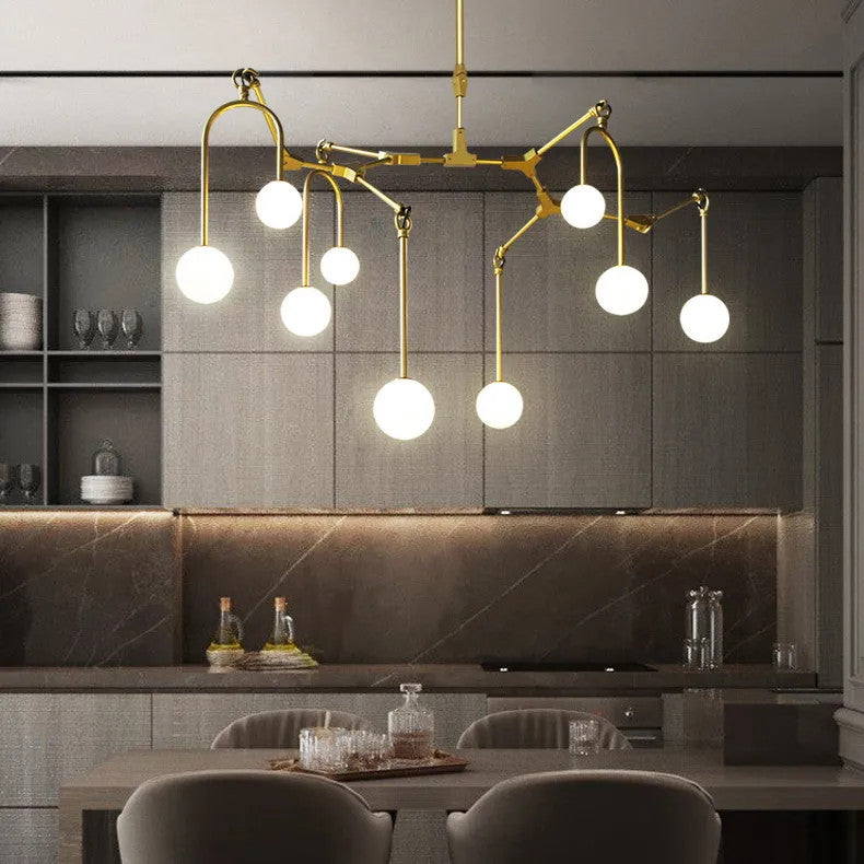 Airole | Creative Glass Chandelier for Living Room, Gold, 9 Lights
