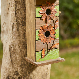 14.45"H Hanging Two-Tiered Bluebird House Solid Wood Birdhouse
