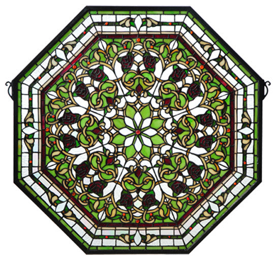 25W X 25H Floral Stained Glass Window