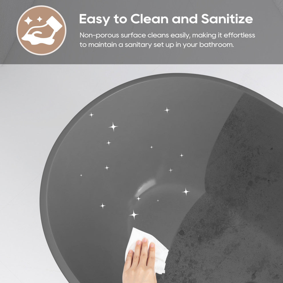 Stone Resin Matte Freestanding Soaking Bathtub, Gray, 59 in.