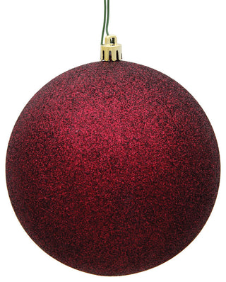 Vickerman 6" Burgundy Glitter Ball Ornament, 4 per Bag