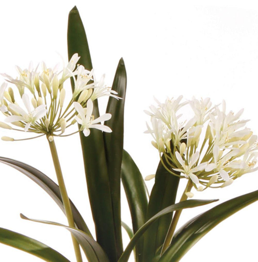 Luxe White Agapanthus Faux Floral Artificial Plant 23 in Drop In Flowers