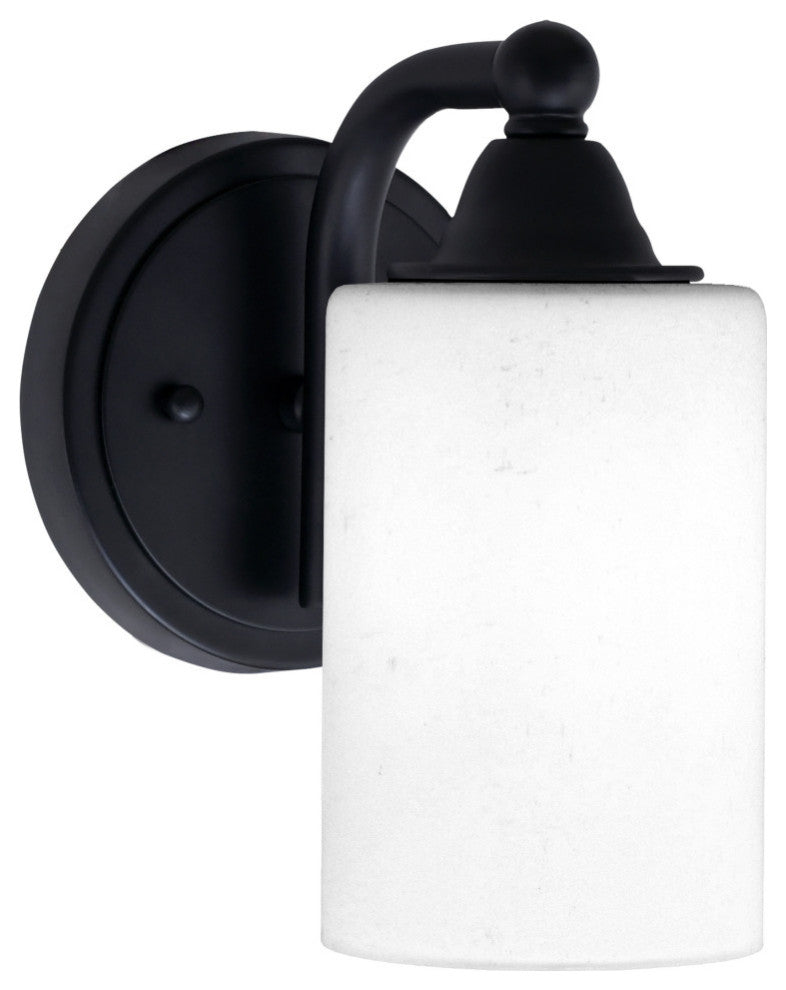 Paramount 1-Light Wall Sconce, Matte Black, 4" White Muslin Glass