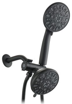 Dual 2-in-1 Shower System With Rain Shower Head and 7-Mode Hand Held Shower Head, Matte Black