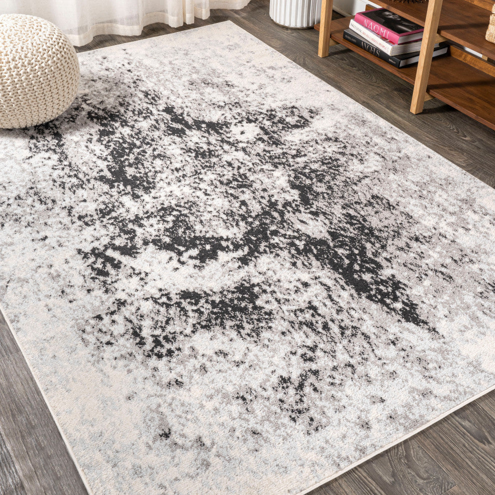 Dune Modern Abstract Area Rug, Cream/Gray, 3x5