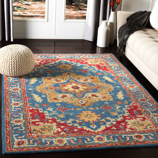 Surya Tabriz TBZ-1004 5'x7'6" Rug, Mustard/Red/Wheat/Camel/Light Gray/Teal