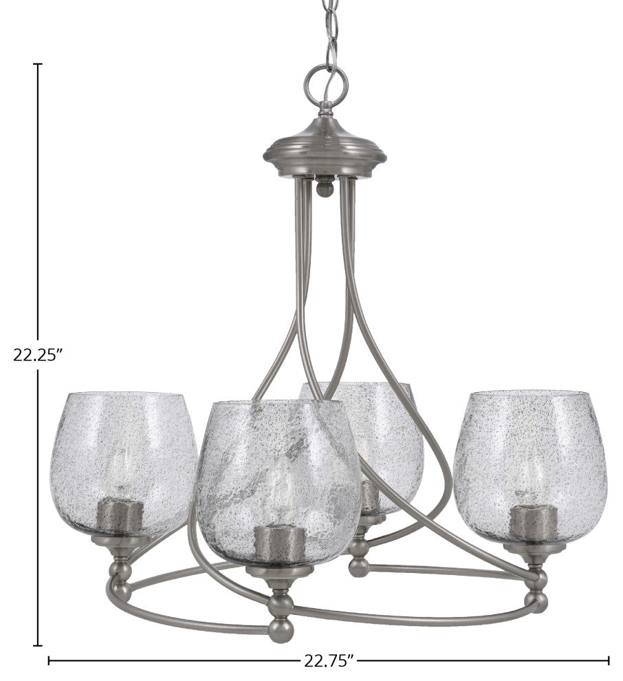 Capri 4-Light Chandelier, Brushed Nickel/Smoke Bubble