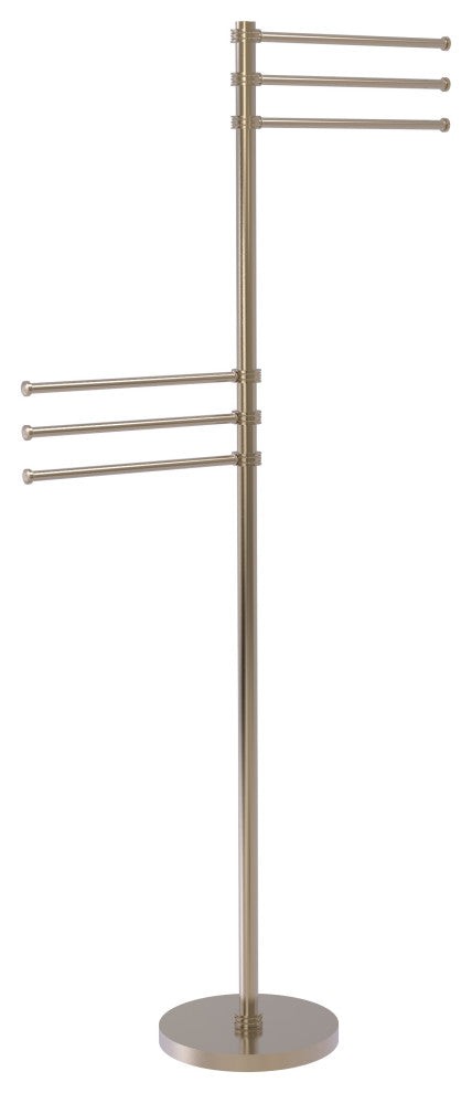 Towel Stand with 6 Pivoting 12" Arms, Antique Pewter