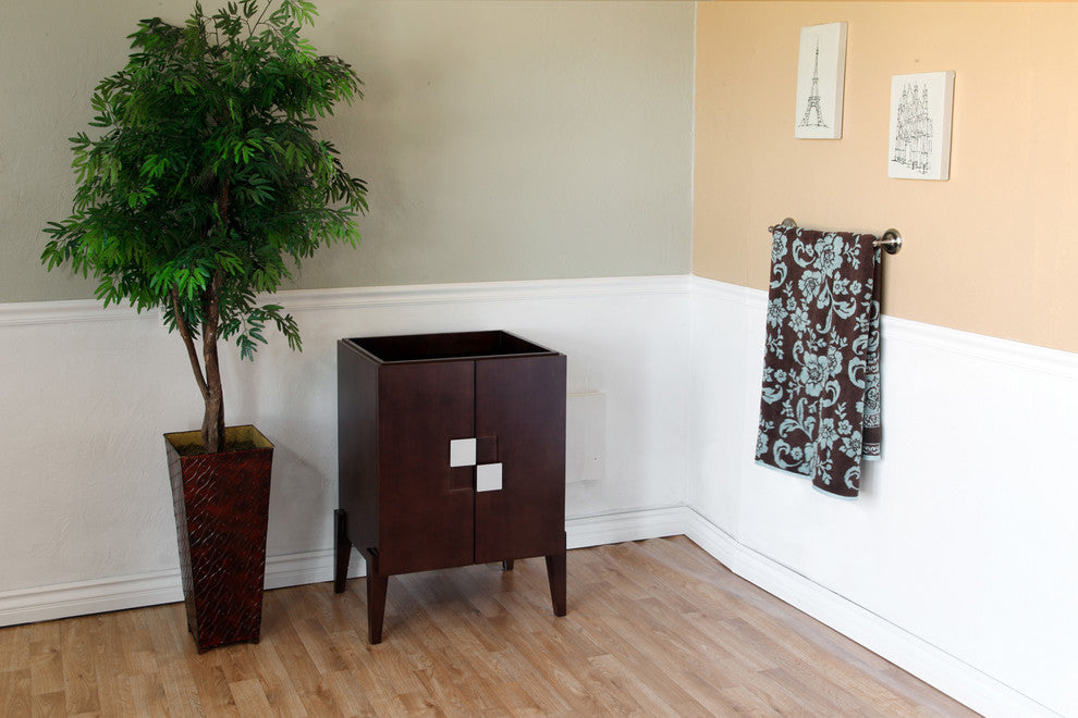 Perth Single Sink Wood Vanity, Walnut With Ceramic Vanity Top, White