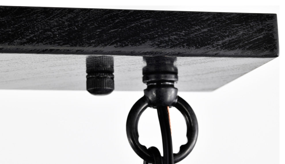 6-Light 40 in. Antique Black Rectangular Crystal Chandelier Dining Room Fixture