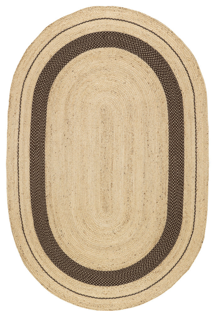 Cottage Oval Jute Area Rug, Dark Brown 10'x14'