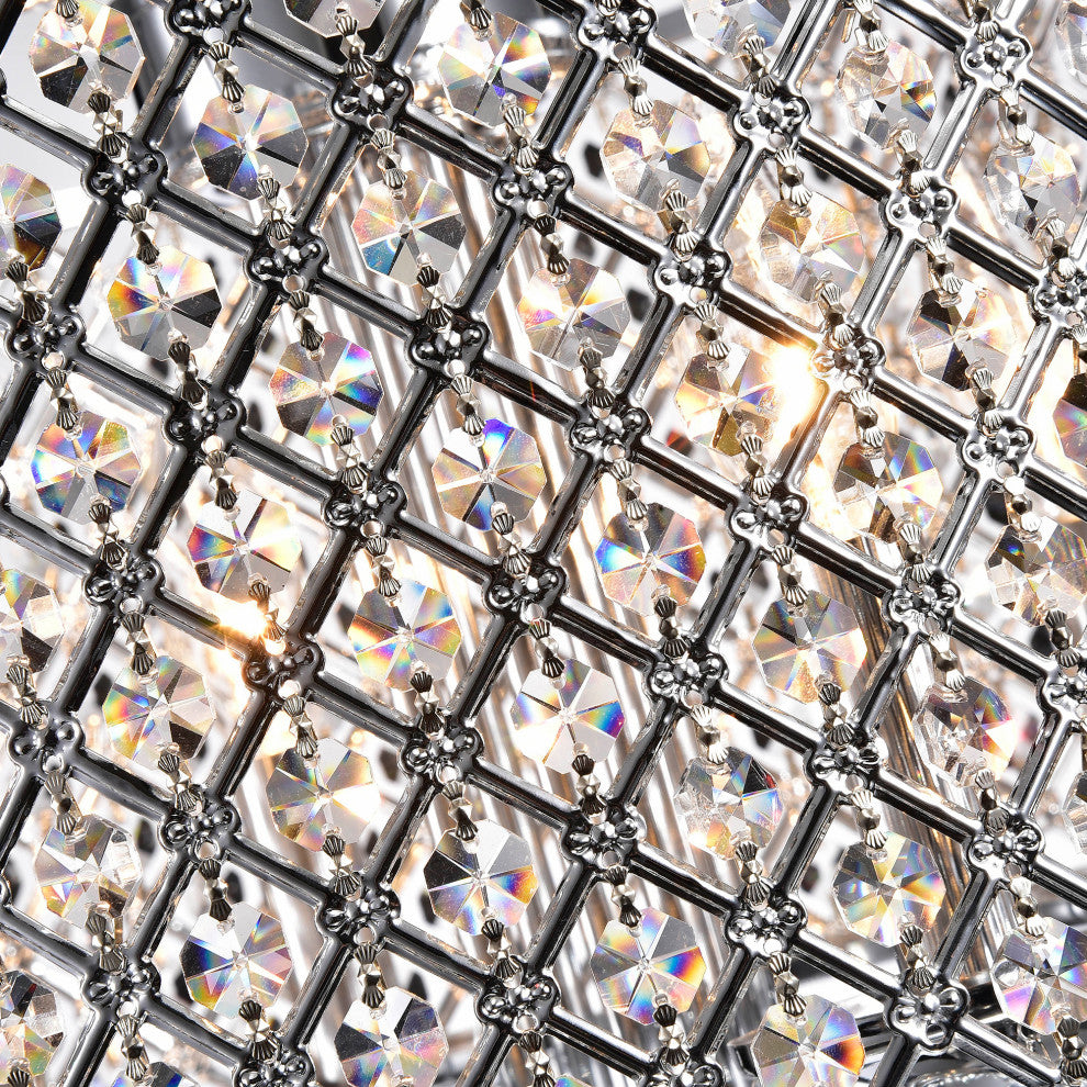 Alice Chrome Finish 4-light Round Crystal Chandelier