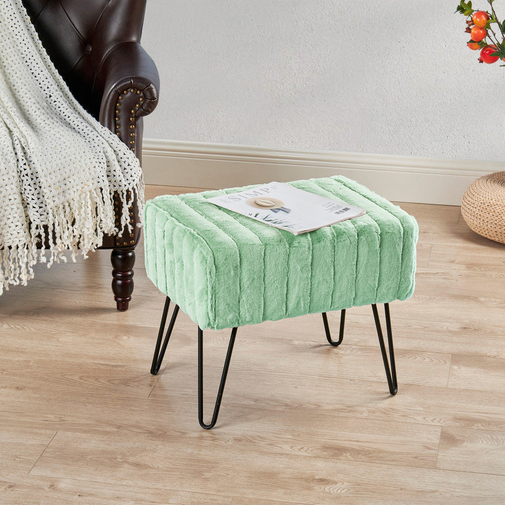 Serenta Super Mink Ottoman, Sea Foam, 19''x13''x17''