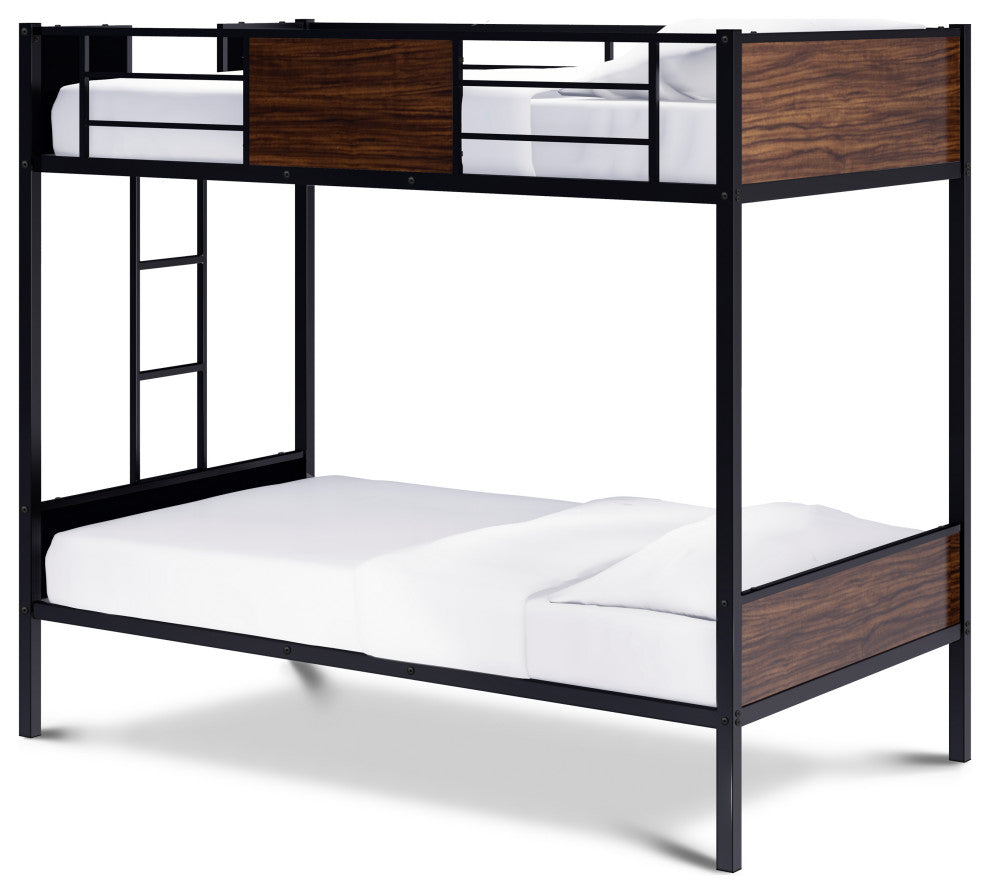 Lynfield Twin Bunk Bed In Powder Coating Black Color