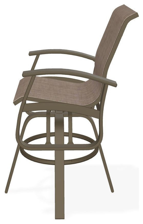 Belle Isle Sling Bar Height Outdoor Swivel Armchair, Augustine Fennel/Beachwood