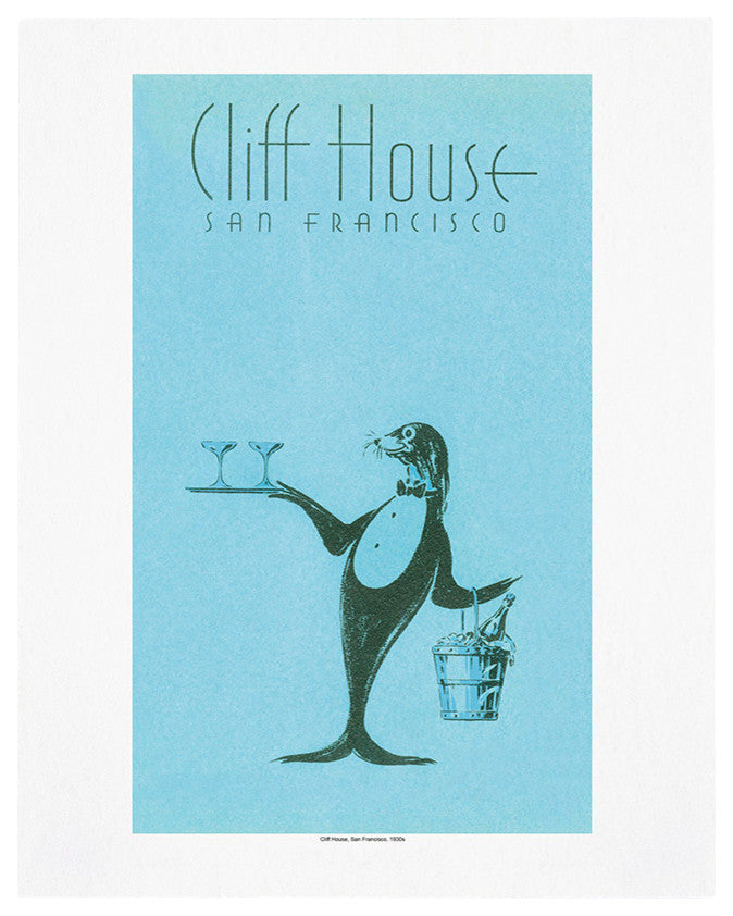 Cliff House, San Francisco, 1930s Vintage Menu Art Print, 13x19"