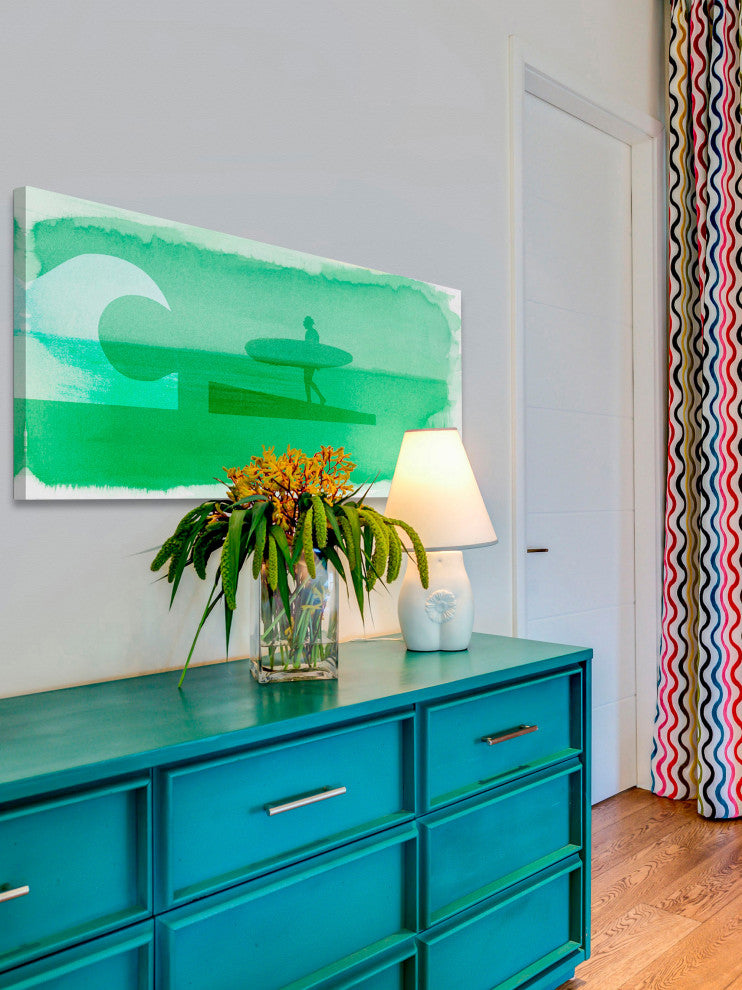"Cali Surfer" Painting Print on Wrapped Canvas, 60"x30