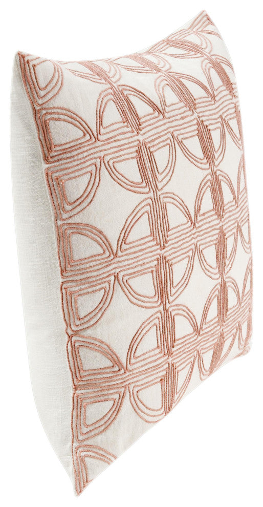 Baia 22" Embroidered Belgian Linen Throw Pillow