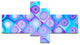 Blue Purple Pattern with Swirls, Abstract Wall Art Canvas, 60"x32", 4 panels