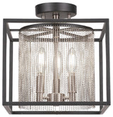 Cadina 3-Light Semi-Flush Mount, Matte Black & Brushed Nickel Finish