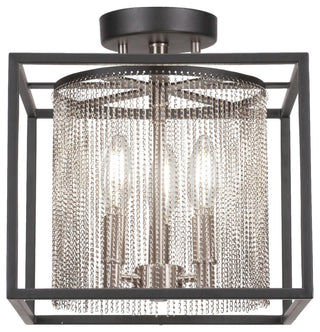 Cadina 3-Light Semi-Flush Mount, Matte Black & Brushed Nickel Finish
