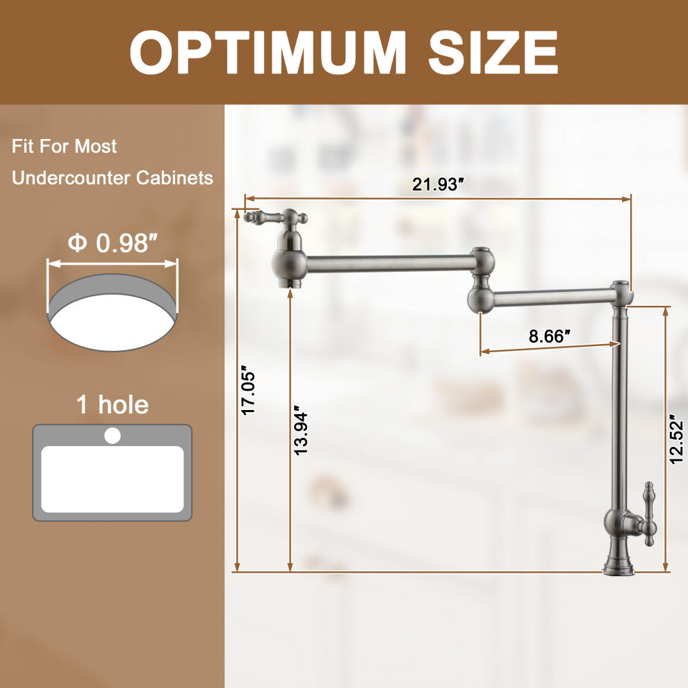 Deck-Mounted Double Handle Pot Filler Kitchen Faucet Stove Faucet, Brushed Nickel