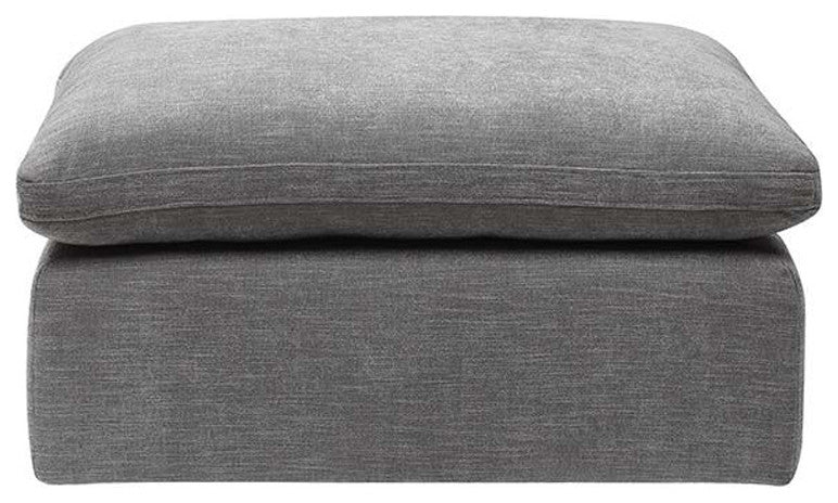 Linen Upholstery Modular Ottoman, Gray