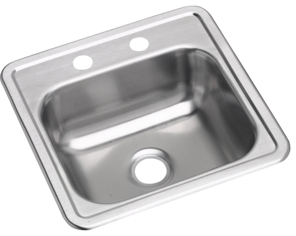 D11515 Dayton Stainless Steel 15" x 15" Drop-in Bar Sink, 2 Holes