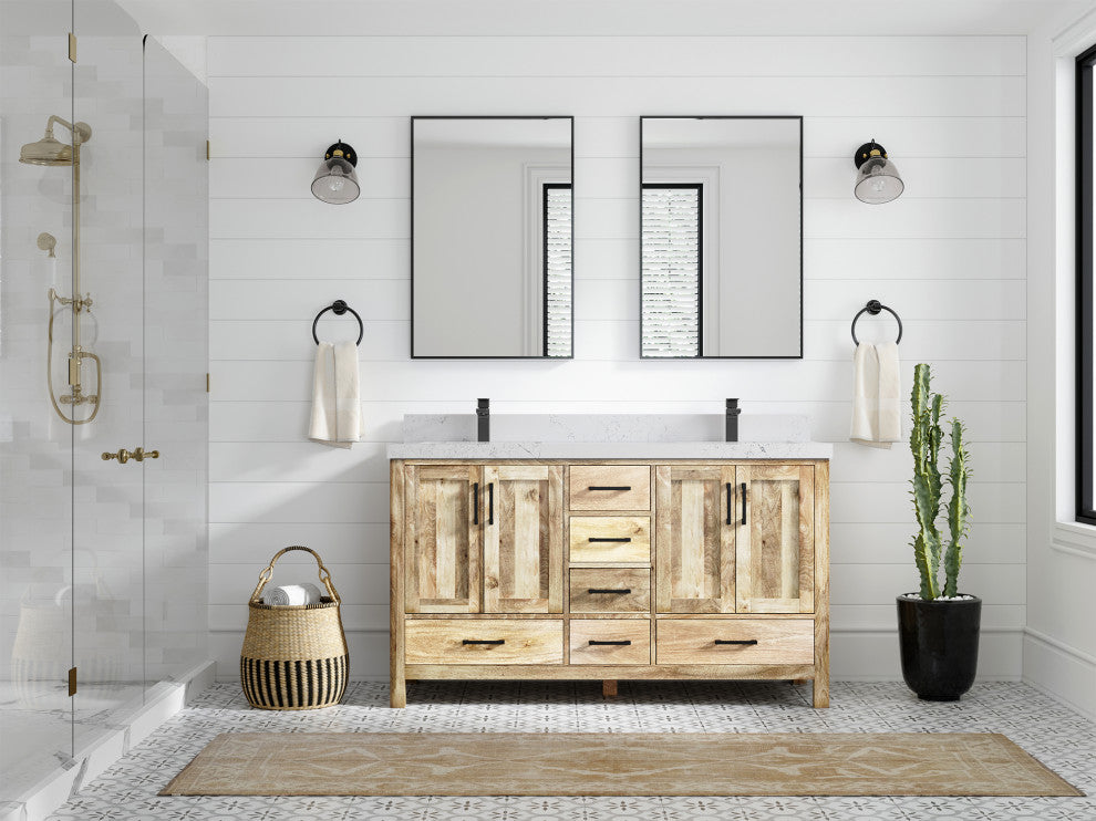 Malibu Mango 60 Double Sink Bathroom Vanity in White Washed 2" Empira Quartz