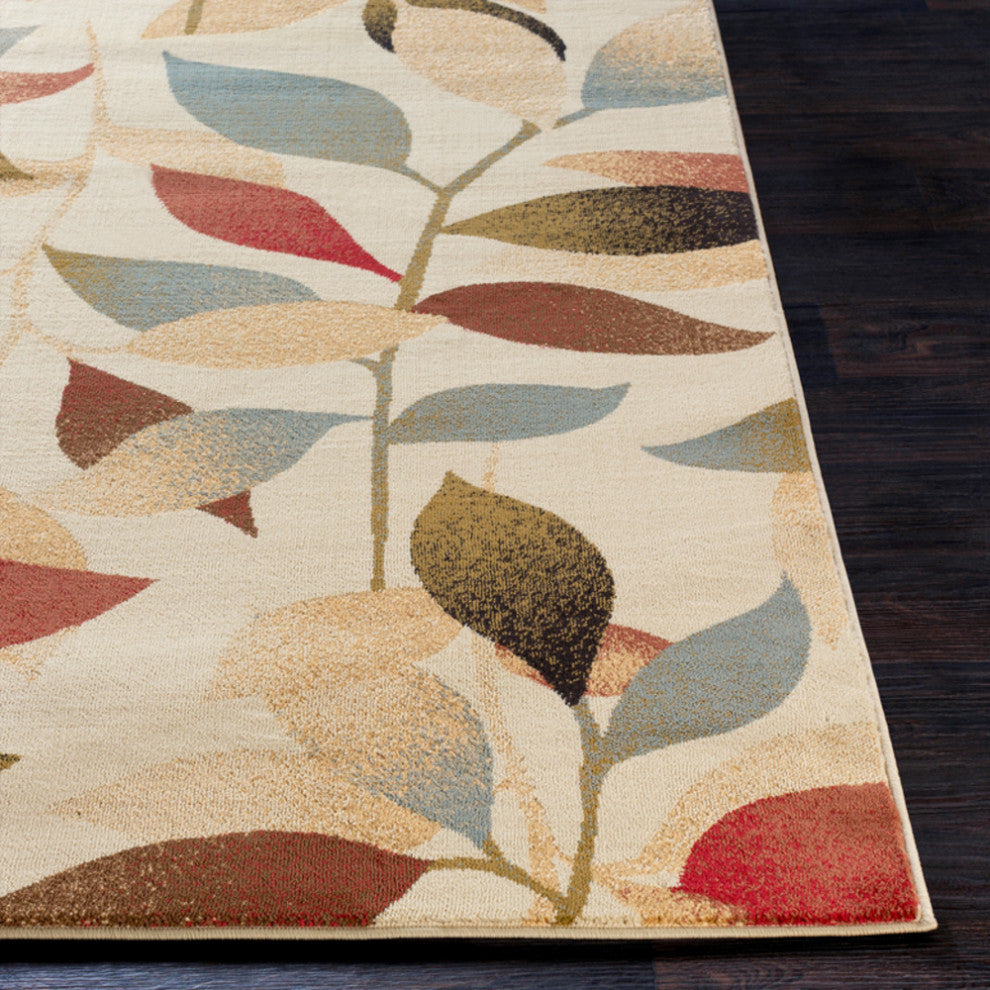 Surya Riley RLY-5010 6'7"x9'6" Rug, Dark Red/Brown/Camel/Pear/Charcoal/Black/Tan