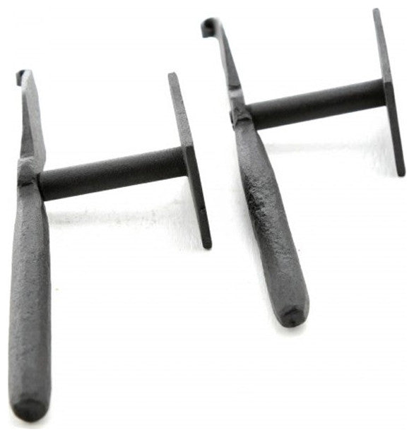 Black Shutter Dog Holders 7" L Wrought Iron Rust Resistant Wood Mount Pack of 6