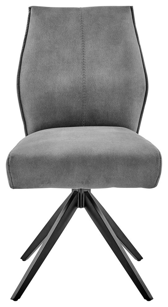 Monarch Swivel Dining Room Accent Chair in Charcoal Fabric - Set of 2