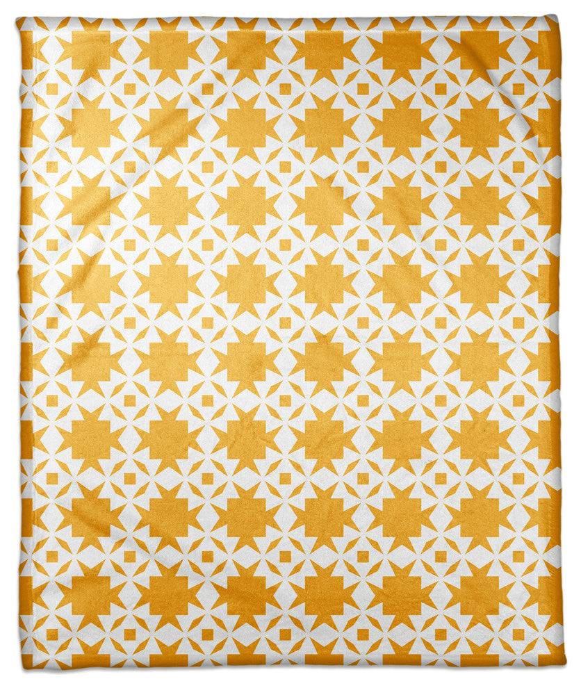 Folk Southwestern Pattern in Yellow Fleece Blanket