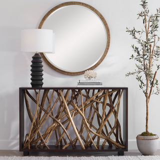 Uttermost Teak Maze Console table