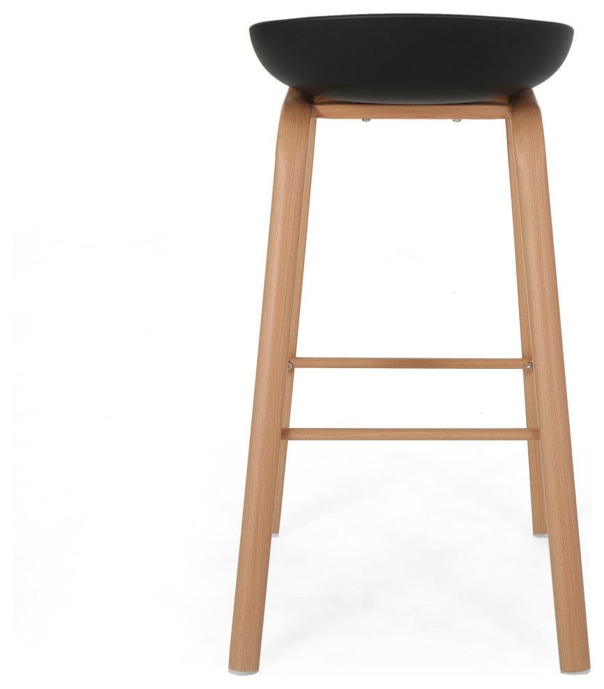 Morgan 30" Modern Barstool With Iron Legs, Set of 2, Black