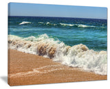 "Atlantic Beach With Foaming Waves" Seascape Art Canvas, 40"x30"