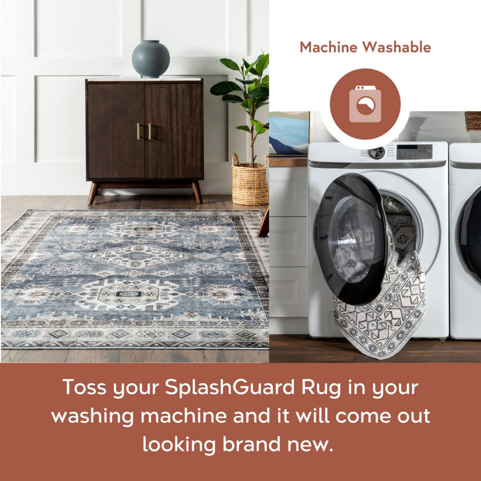 Nuloom Machine Washable Darby Persian Stain Repellent Area Rug, Beige 5'x8'