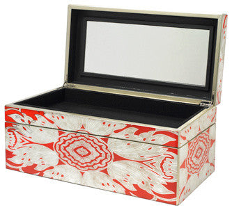 Large Reverse Painted Mirror Box in Tomato