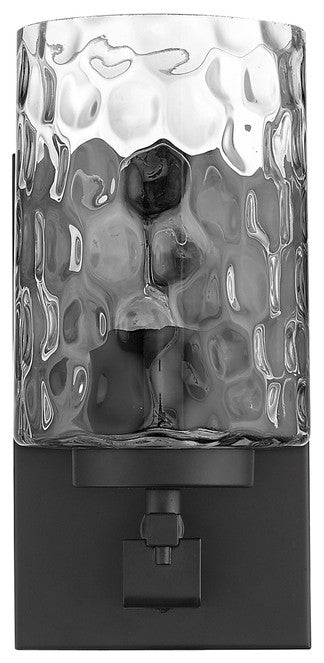 Black Metal and Pebbled Glass Wall Sconce
