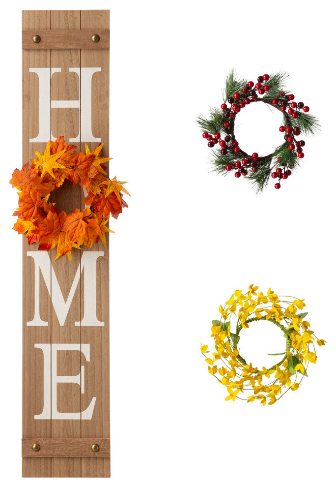 42"H Fall Wooden "HOME" Porch Sign With Wreath