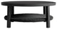 Cayman Black Aluminum Outdoor Round Conversation Table with Wicker Shelf