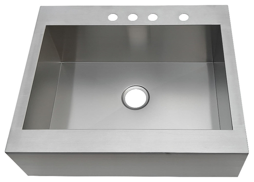 Gourmetier Drop-In 30" Single Bowl Farmhouse Kitchen Sink, Brushed