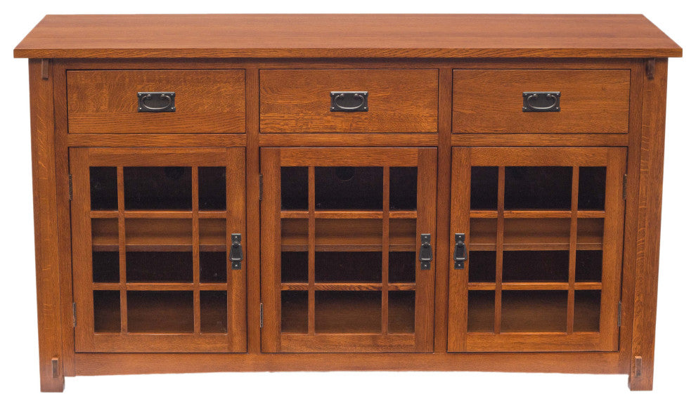 Mission Style Solid Oak Sideboard, Craftsman Style Oak TV Stand